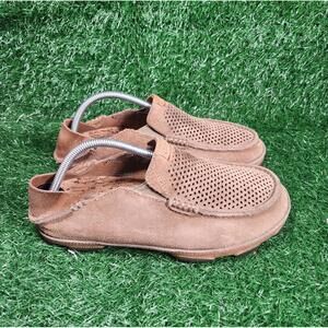 OluKai Moloa Kohana Mens Slip on Loafers Shoes US 8.5M Brown Drop in Heel